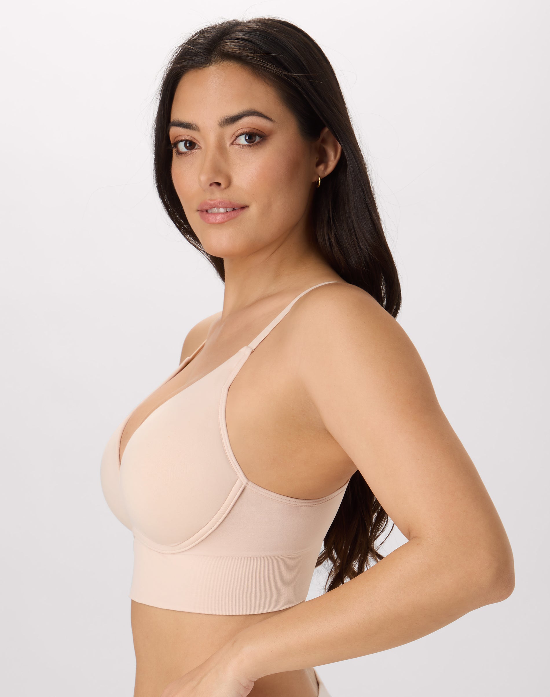 M Plunge Push-Up Bra, Seamless Convertible Longline Bralette (Plus