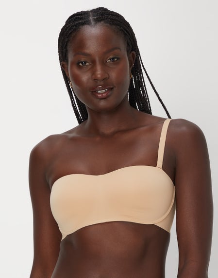 bras for strapless dresses OEAK Supportive Strapless Bras for Women Push Up Wireless Bandeau Bra Non Slip Seamless Bras Comfortable Padded Bralette Beige XS at Amazon Women's Clothing store